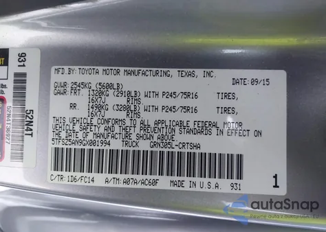 2016 Toyota Tacoma Sr5 V6 z USA, uszkodzony, nr VIN 5TFSZ5AN9GX001994